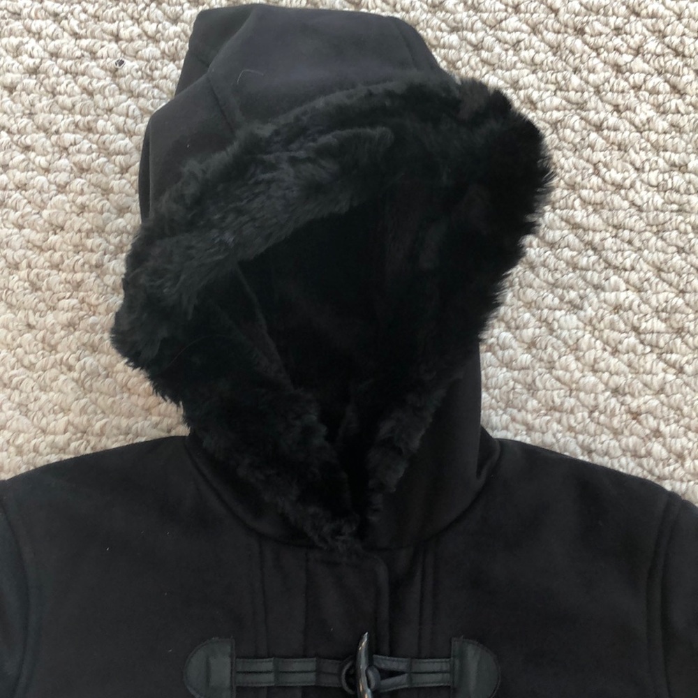GapKids Girls’ Coat Black Faux Suede & Fur 14/16 - Picture 3 of 7